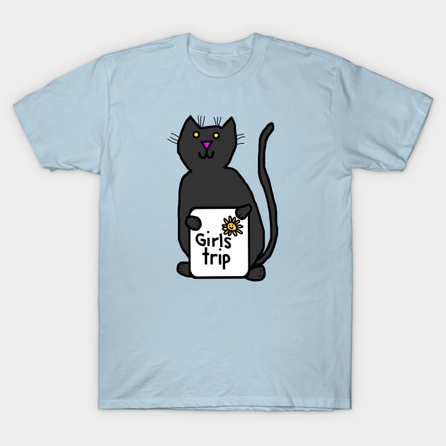 Cute Cat goes on Girls Trip T-Shirt by ellenhenryart